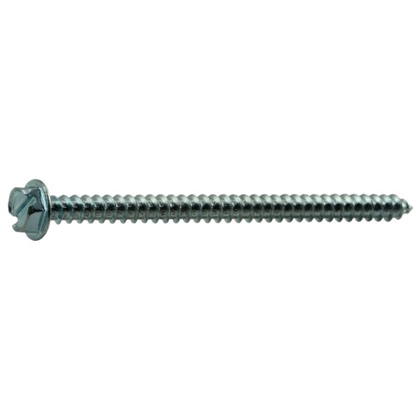Midwest Fastener Sheet Metal Screw, #8 x 2-1/2 in, Zinc Plated Steel Flange Hex Head Slotted Drive, 100 PK 02931 - main